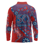 Newcastle Knights NAIDOC Week 2026 Long Sleeve Polo Shirt Aboriginal Lizard Dot Painting - 50 Years of Deadly