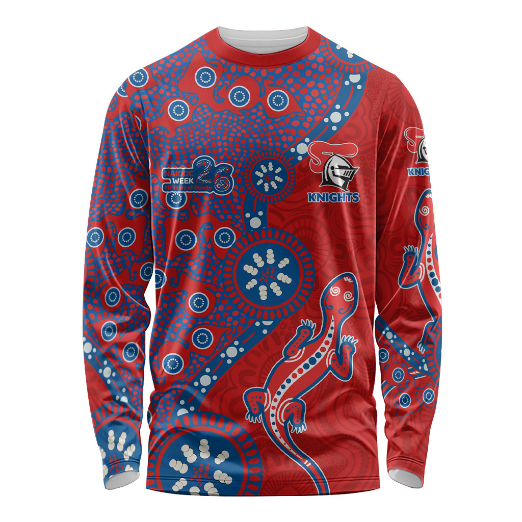 Newcastle Knights NAIDOC Week 2026 Long Sleeve Shirt Aboriginal Lizard Dot Painting - 50 Years of Deadly