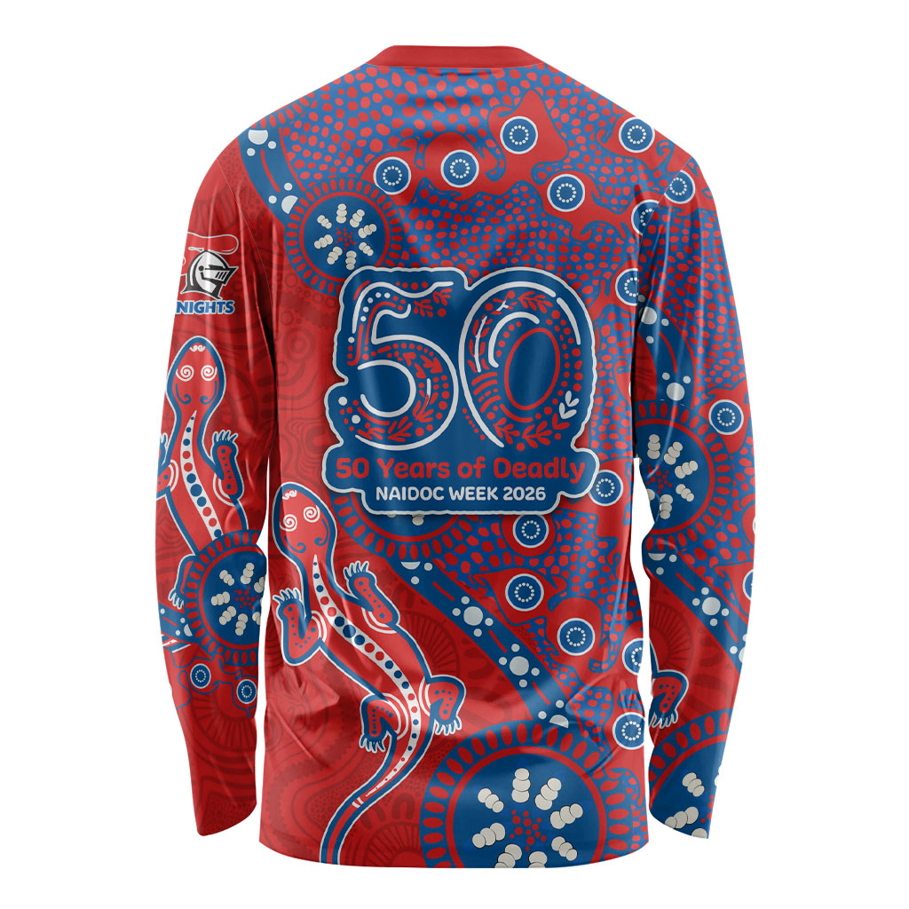 Newcastle Knights NAIDOC Week 2026 Long Sleeve Shirt Aboriginal Lizard Dot Painting - 50 Years of Deadly