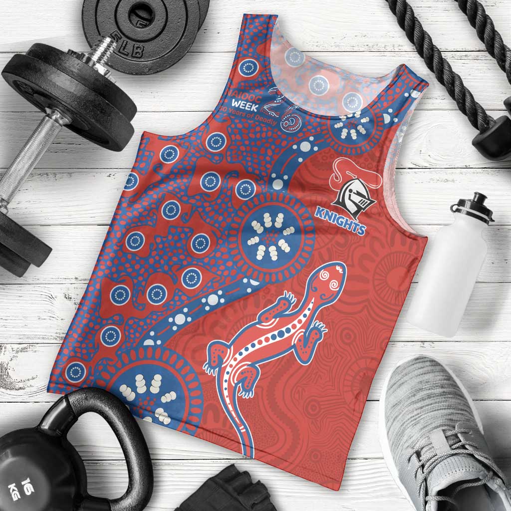 Newcastle Knights NAIDOC Week 2026 Men Tank Top Aboriginal Lizard Dot Painting - 50 Years of Deadly
