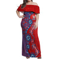 Newcastle Knights NAIDOC Week 2026 Off Shoulder Maxi Dress Aboriginal Lizard Dot Painting - 50 Years of Deadly