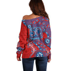Newcastle Knights NAIDOC Week 2026 Off Shoulder Sweater Aboriginal Lizard Dot Painting - 50 Years of Deadly