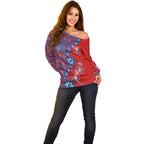 Newcastle Knights NAIDOC Week 2026 Off Shoulder Sweater Aboriginal Lizard Dot Painting - 50 Years of Deadly