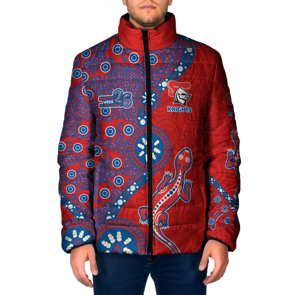 Newcastle Knights NAIDOC Week 2026 Padded Jacket Aboriginal Lizard Dot Painting - 50 Years of Deadly