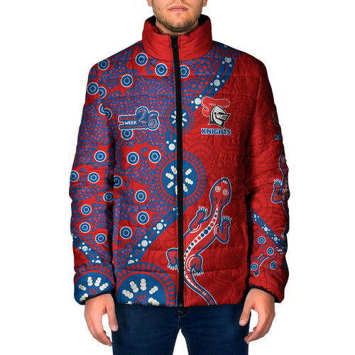 Newcastle Knights NAIDOC Week 2026 Padded Jacket Aboriginal Lizard Dot Painting - 50 Years of Deadly