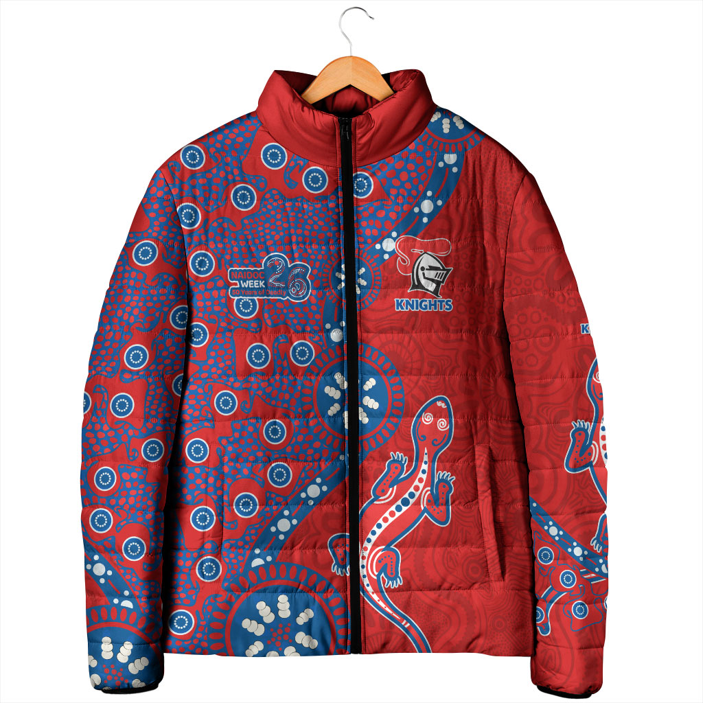Newcastle Knights NAIDOC Week 2026 Padded Jacket Aboriginal Lizard Dot Painting - 50 Years of Deadly