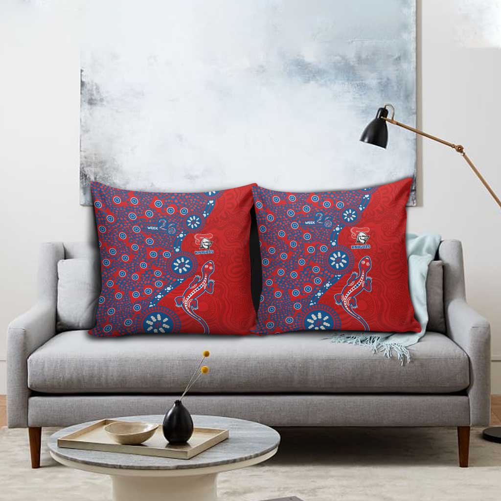 Newcastle Knights NAIDOC Week 2026 Pillow Cover Aboriginal Lizard Dot Painting - 50 Years of Deadly