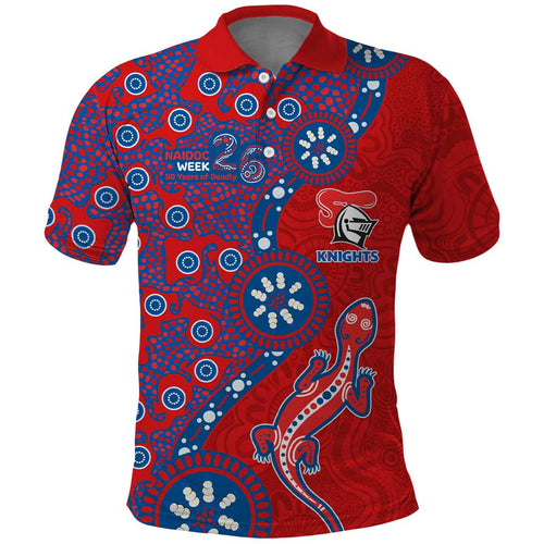 Newcastle Knights NAIDOC Week 2026 Polo Shirt Aboriginal Lizard Dot Painting - 50 Years of Deadly
