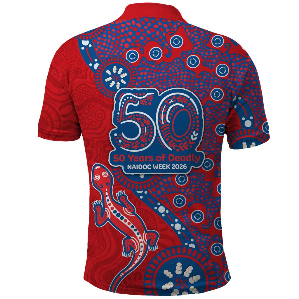 Newcastle Knights NAIDOC Week 2026 Polo Shirt Aboriginal Lizard Dot Painting - 50 Years of Deadly