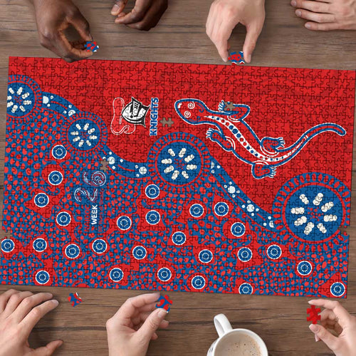 Newcastle Knights NAIDOC Week 2026 Puzzle Aboriginal Lizard Dot Painting - 50 Years of Deadly