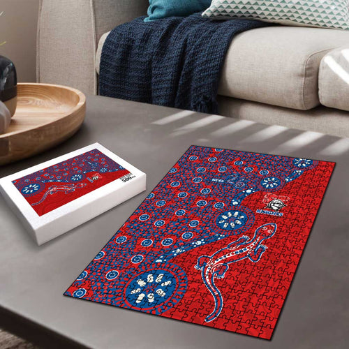 Newcastle Knights NAIDOC Week 2026 Puzzle Aboriginal Lizard Dot Painting - 50 Years of Deadly
