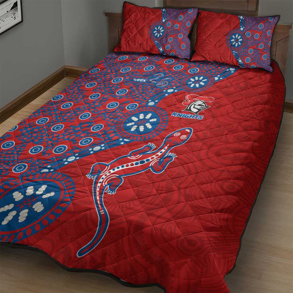 Newcastle Knights NAIDOC Week 2026 Quilt Bed Set Aboriginal Lizard Dot Painting - 50 Years of Deadly