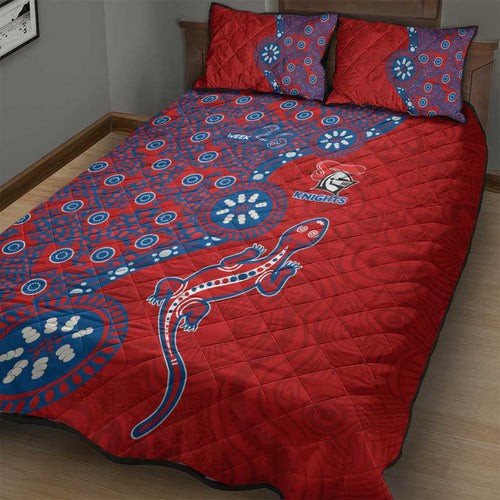 Newcastle Knights NAIDOC Week 2026 Quilt Bed Set Aboriginal Lizard Dot Painting - 50 Years of Deadly