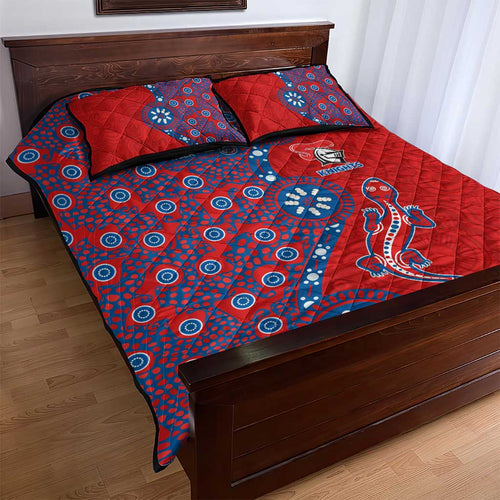 Newcastle Knights NAIDOC Week 2026 Quilt Bed Set Aboriginal Lizard Dot Painting - 50 Years of Deadly