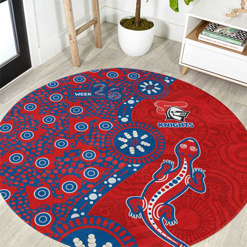 Newcastle Knights NAIDOC Week 2026 Round Carpet Aboriginal Lizard Dot Painting - 50 Years of Deadly