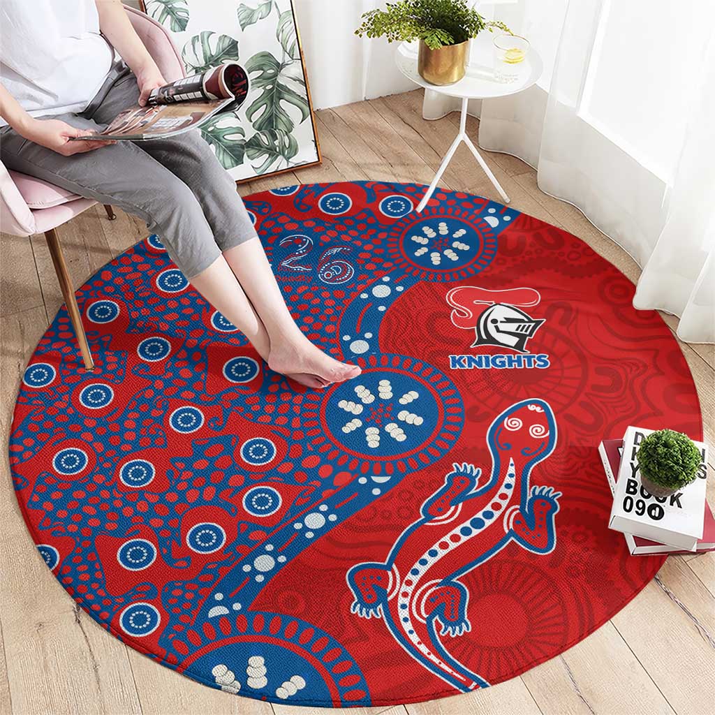 Newcastle Knights NAIDOC Week 2026 Round Carpet Aboriginal Lizard Dot Painting - 50 Years of Deadly