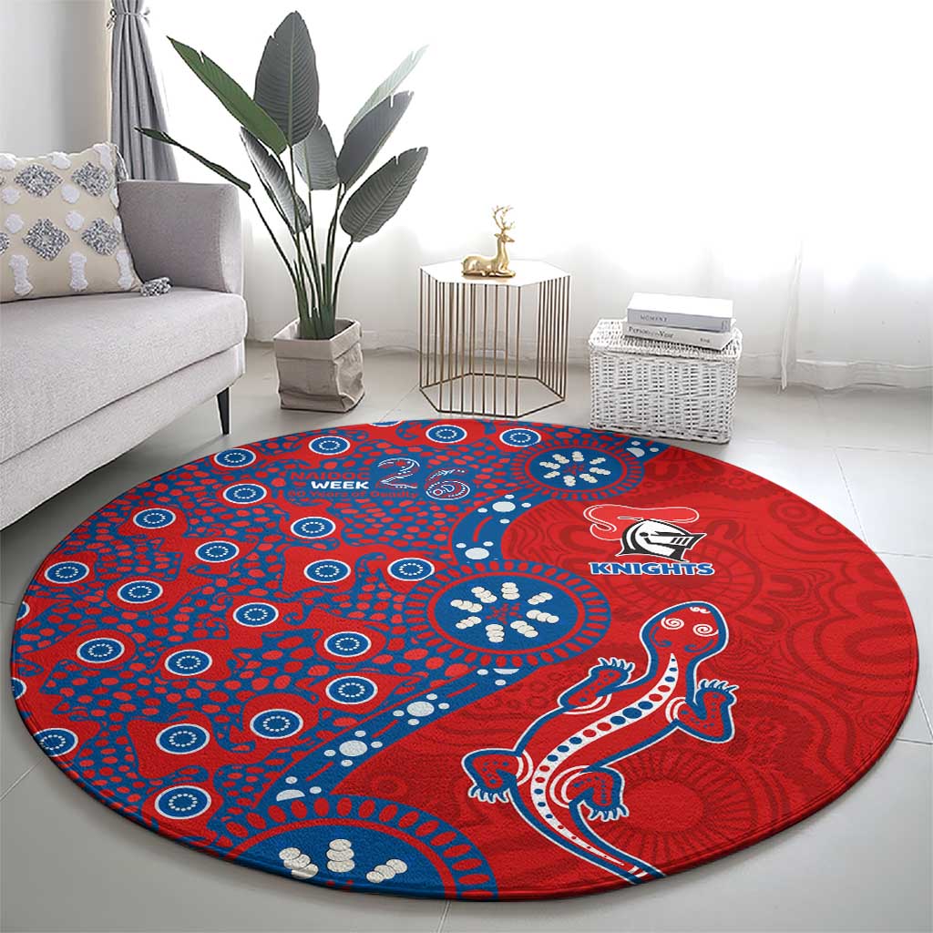 Newcastle Knights NAIDOC Week 2026 Round Carpet Aboriginal Lizard Dot Painting - 50 Years of Deadly