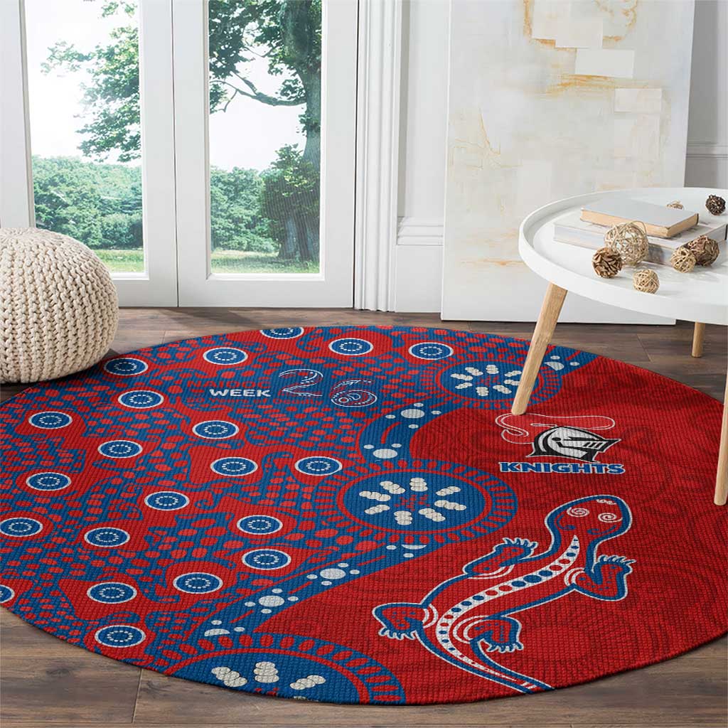 Newcastle Knights NAIDOC Week 2026 Round Carpet Aboriginal Lizard Dot Painting - 50 Years of Deadly