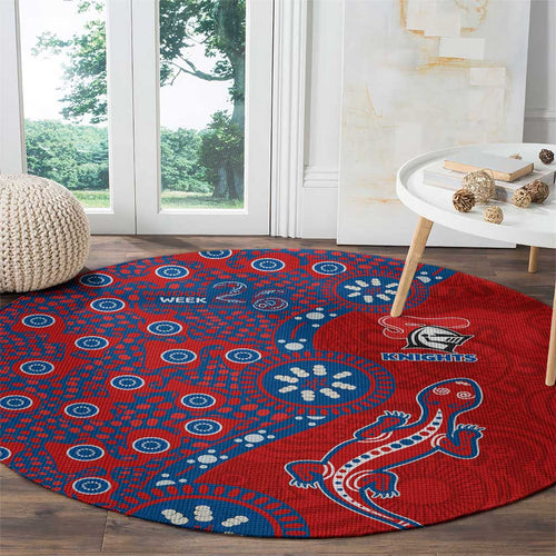 Newcastle Knights NAIDOC Week 2026 Round Carpet Aboriginal Lizard Dot Painting - 50 Years of Deadly