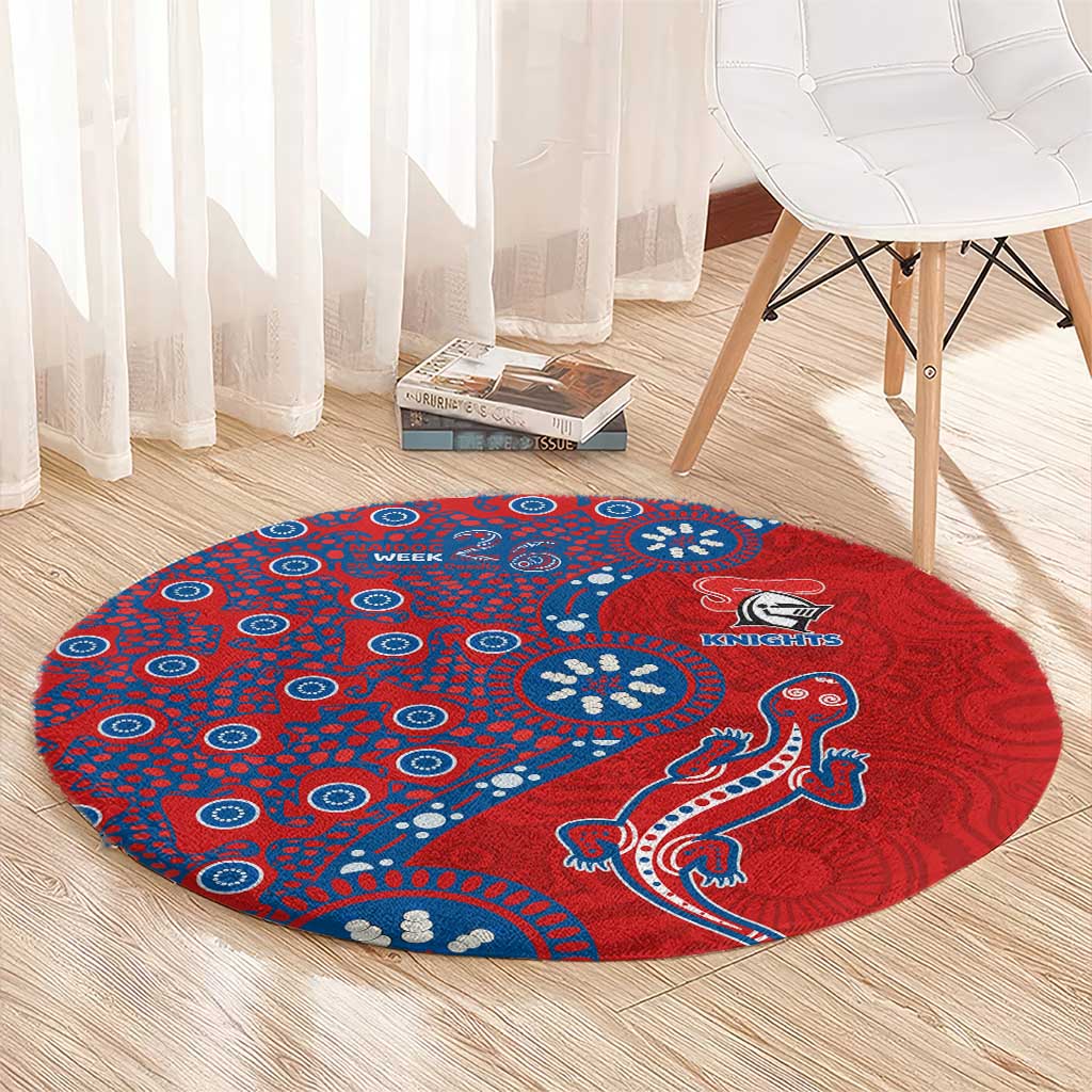 Newcastle Knights NAIDOC Week 2026 Round Carpet Aboriginal Lizard Dot Painting - 50 Years of Deadly