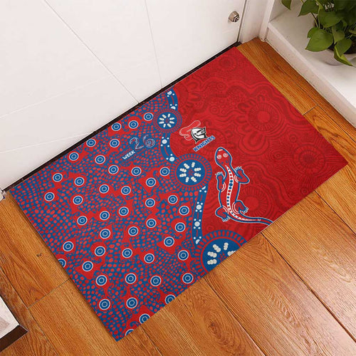 Newcastle Knights NAIDOC Week 2026 Rubber Doormat Aboriginal Lizard Dot Painting - 50 Years of Deadly