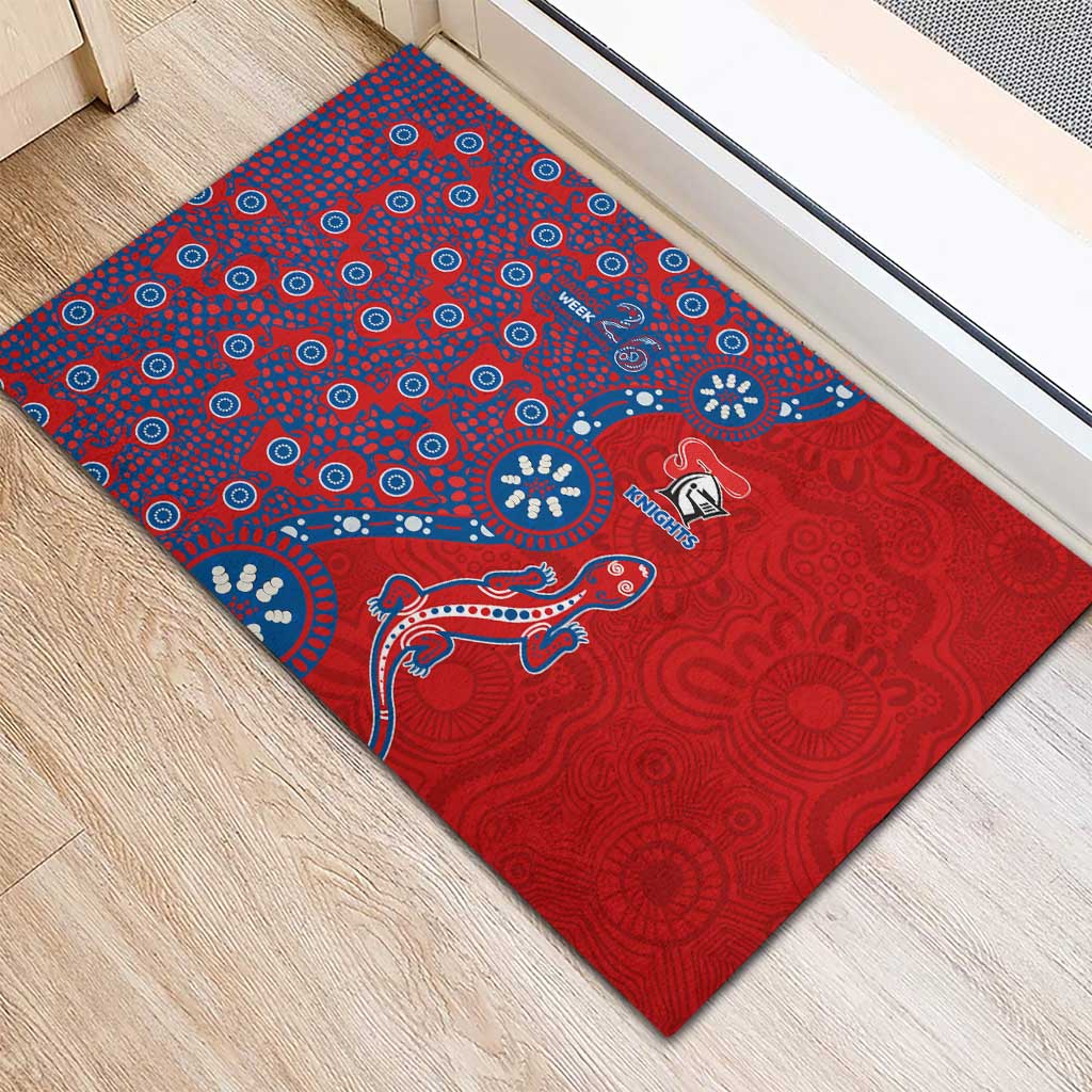 Newcastle Knights NAIDOC Week 2026 Rubber Doormat Aboriginal Lizard Dot Painting - 50 Years of Deadly