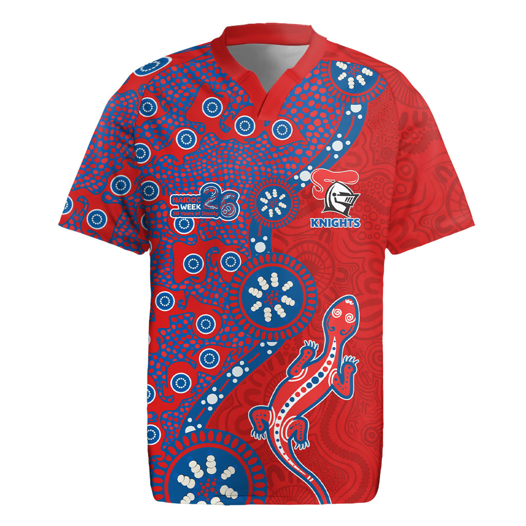 Newcastle Knights NAIDOC Week 2026 Rugby Jersey Aboriginal Lizard Dot Painting - 50 Years of Deadly