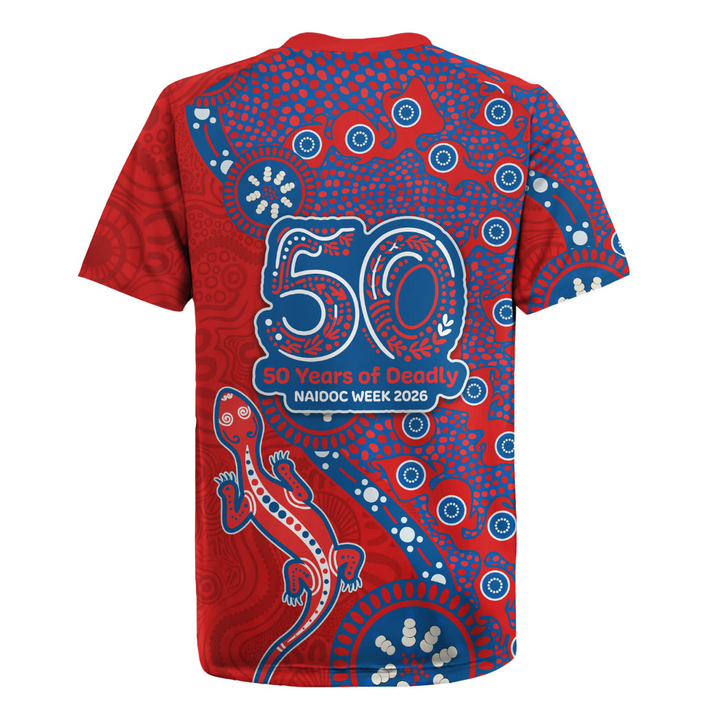 Newcastle Knights NAIDOC Week 2026 Rugby Jersey Aboriginal Lizard Dot Painting - 50 Years of Deadly