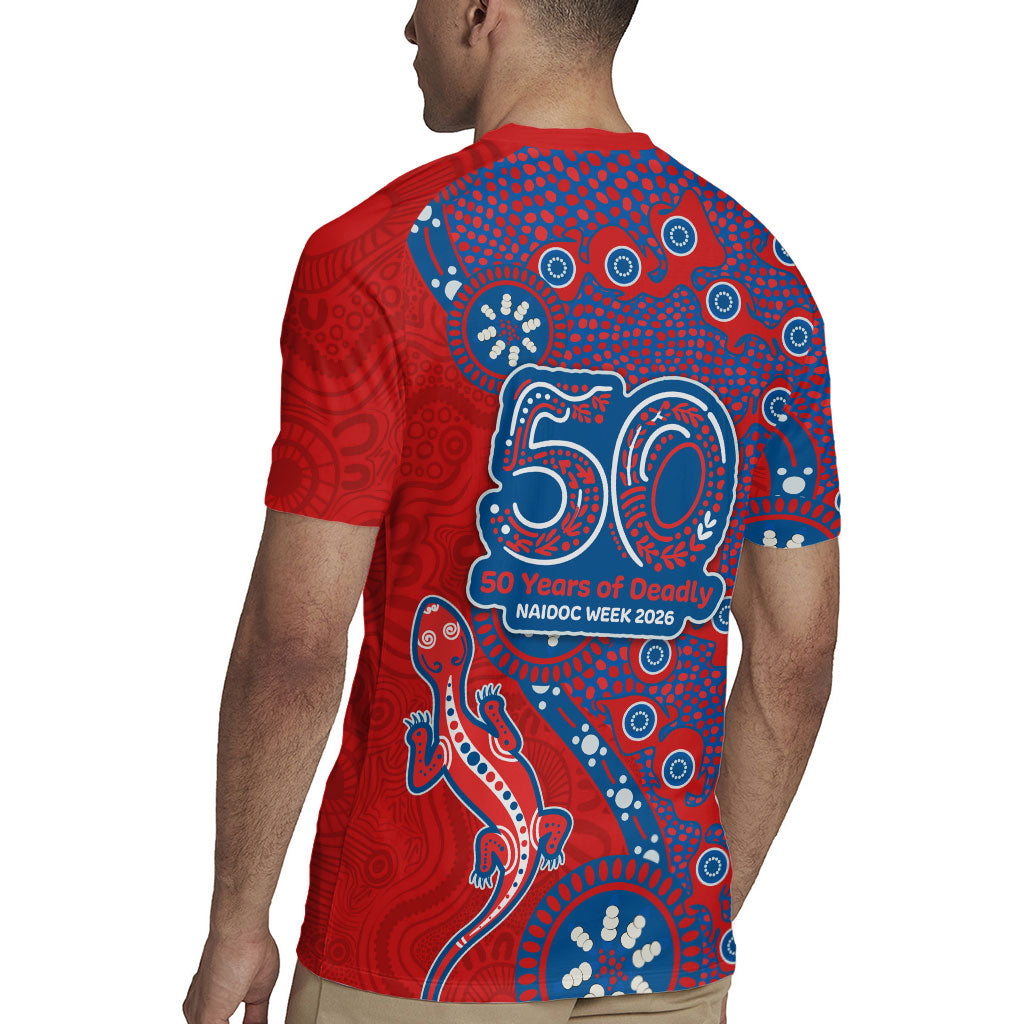 Newcastle Knights NAIDOC Week 2026 Rugby Jersey Aboriginal Lizard Dot Painting - 50 Years of Deadly