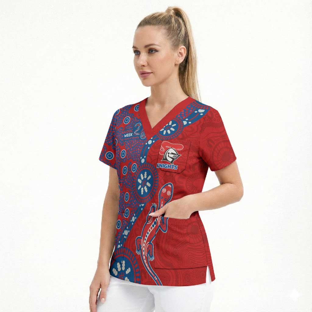 Newcastle Knights NAIDOC Week 2026 Scrub Top Aboriginal Lizard Dot Painting - 50 Years of Deadly
