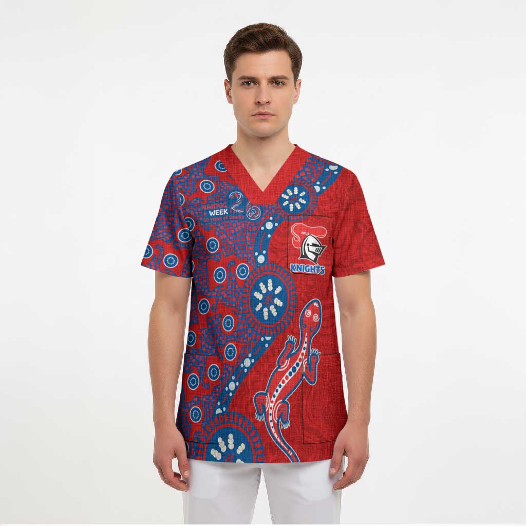 Newcastle Knights NAIDOC Week 2026 Scrub Top Aboriginal Lizard Dot Painting - 50 Years of Deadly