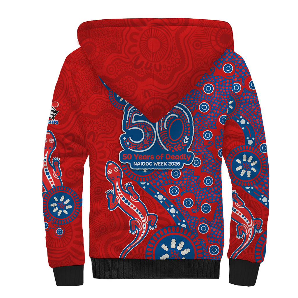 Newcastle Knights NAIDOC Week 2026 Sherpa Hoodie Aboriginal Lizard Dot Painting - 50 Years of Deadly