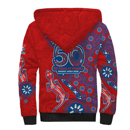 Newcastle Knights NAIDOC Week 2026 Sherpa Hoodie Aboriginal Lizard Dot Painting - 50 Years of Deadly
