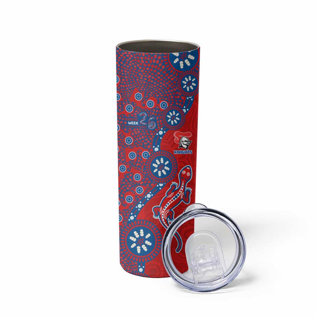 Newcastle Knights NAIDOC Week 2026 Skinny Tumbler Aboriginal Lizard Dot Painting - 50 Years of Deadly