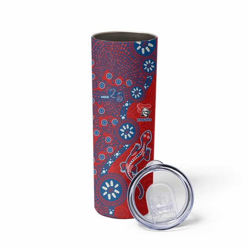Newcastle Knights NAIDOC Week 2026 Skinny Tumbler Aboriginal Lizard Dot Painting - 50 Years of Deadly