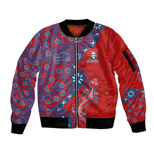 Newcastle Knights NAIDOC Week 2026 Sleeve Zip Bomber Jacket Aboriginal Lizard Dot Painting - 50 Years of Deadly
