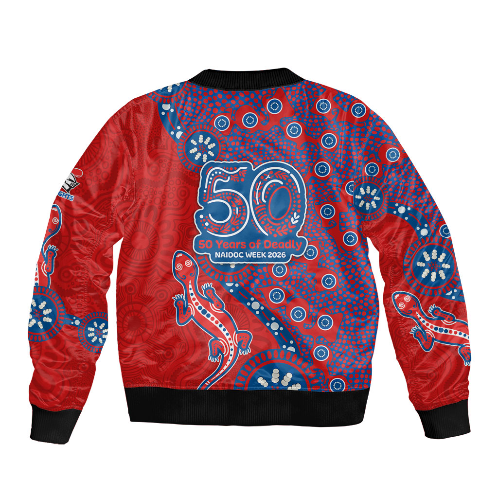Newcastle Knights NAIDOC Week 2026 Sleeve Zip Bomber Jacket Aboriginal Lizard Dot Painting - 50 Years of Deadly