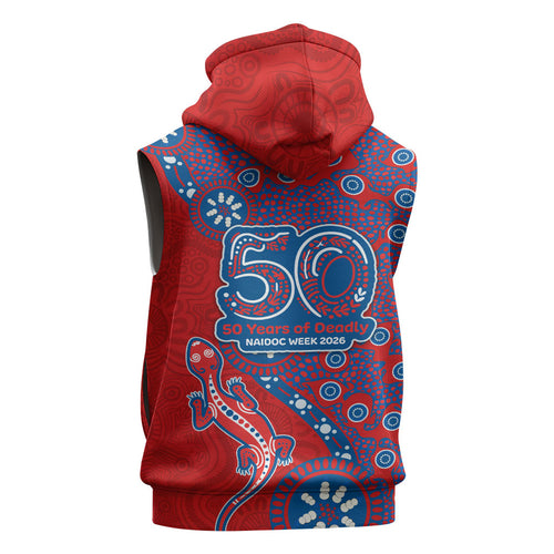 Newcastle Knights NAIDOC Week 2026 Sleeveless Hoodie Aboriginal Lizard Dot Painting - 50 Years of Deadly