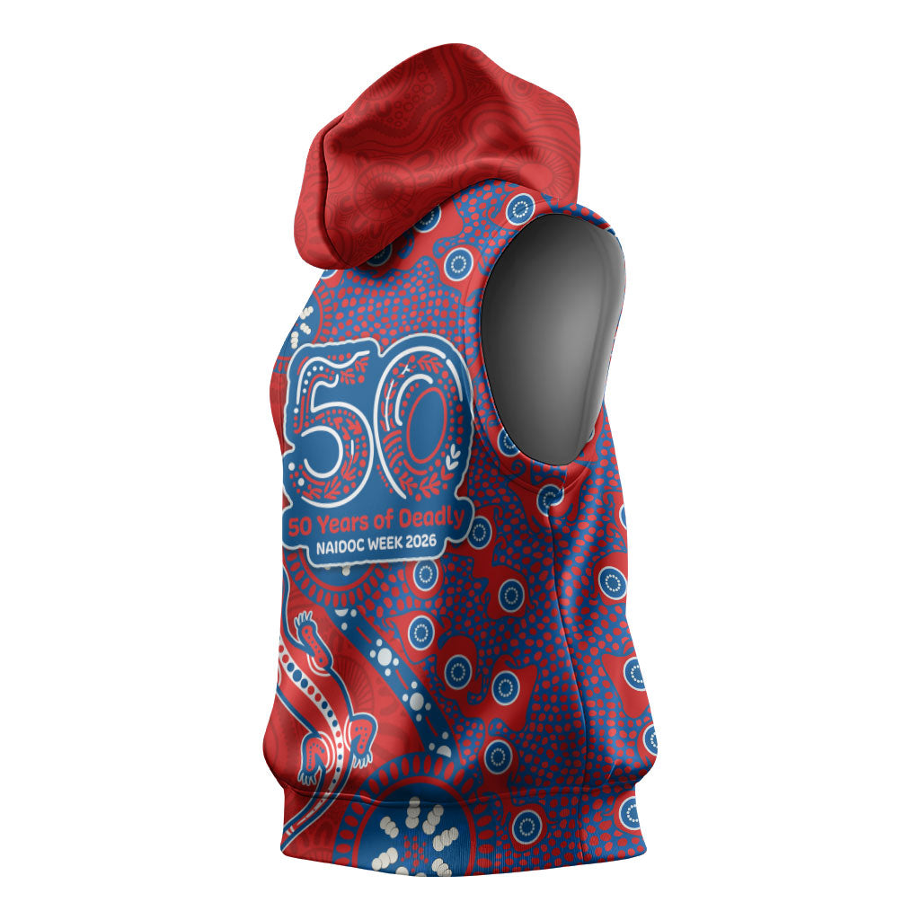 Newcastle Knights NAIDOC Week 2026 Sleeveless Hoodie Aboriginal Lizard Dot Painting - 50 Years of Deadly