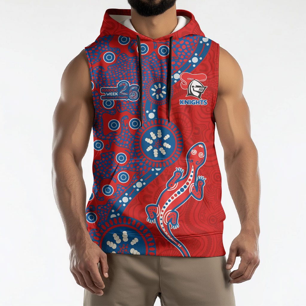 Newcastle Knights NAIDOC Week 2026 Sleeveless Hoodie Aboriginal Lizard Dot Painting - 50 Years of Deadly