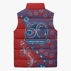 Newcastle Knights NAIDOC Week 2026 Sleeveless Puffer Jacket Aboriginal Lizard Dot Painting - 50 Years of Deadly