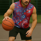 Newcastle Knights NAIDOC Week 2026 Sleeveless Zip Hoodie Aboriginal Lizard Dot Painting - 50 Years of Deadly