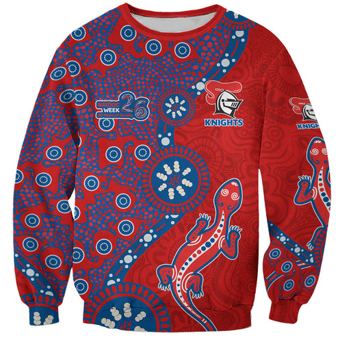Newcastle Knights NAIDOC Week 2026 Sweatshirt Aboriginal Lizard Dot Painting - 50 Years of Deadly