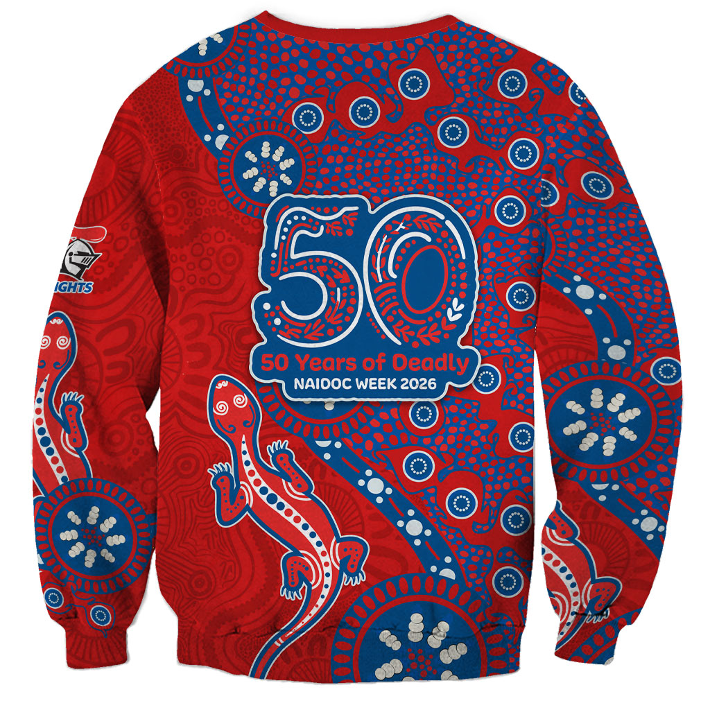 Newcastle Knights NAIDOC Week 2026 Sweatshirt Aboriginal Lizard Dot Painting - 50 Years of Deadly