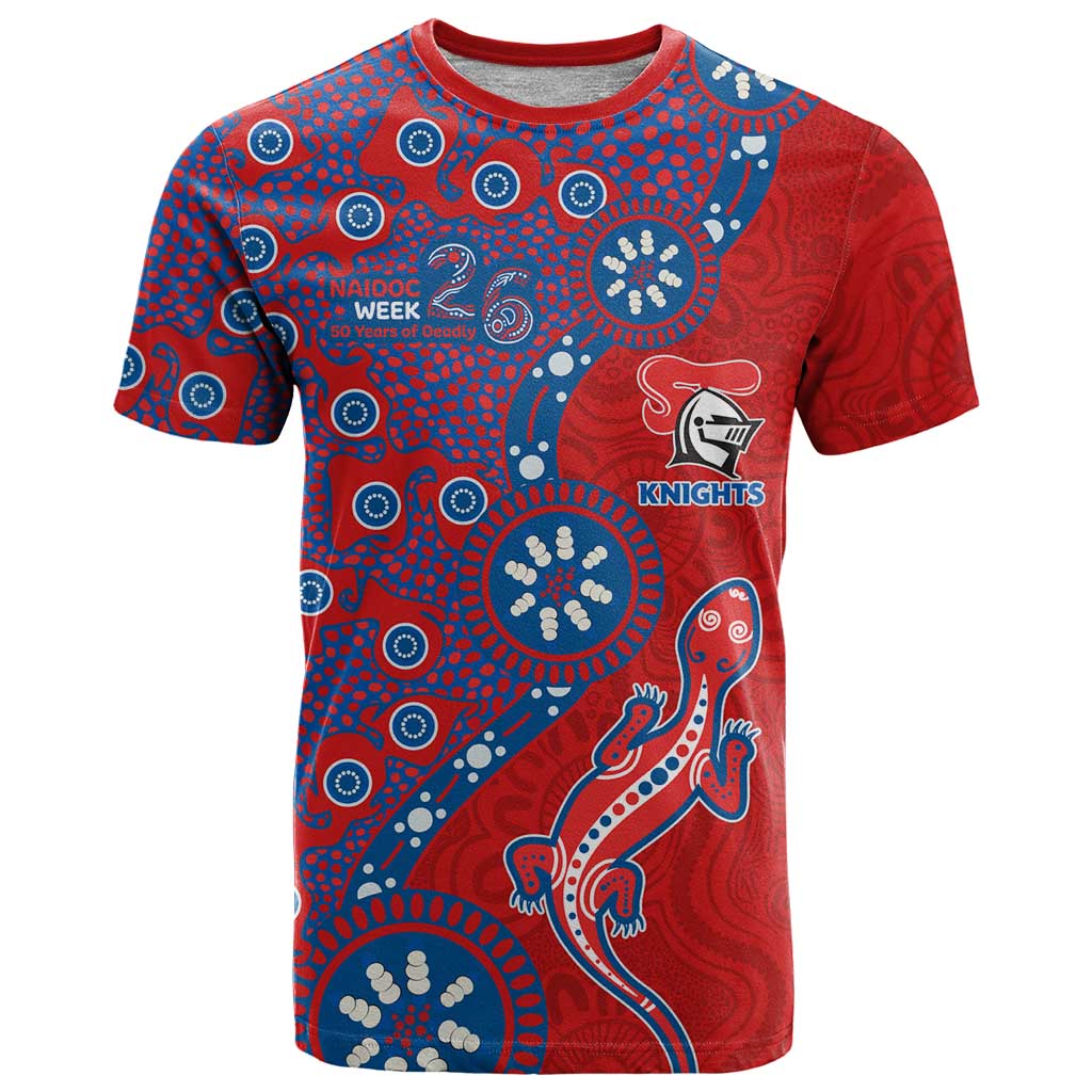 Newcastle Knights NAIDOC Week 2026 T Shirt Aboriginal Lizard Dot Painting - 50 Years of Deadly