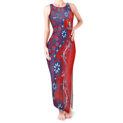 Newcastle Knights NAIDOC Week 2026 Tank Maxi Dress Aboriginal Lizard Dot Painting - 50 Years of Deadly