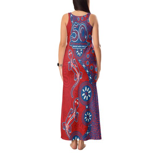 Newcastle Knights NAIDOC Week 2026 Tank Maxi Dress Aboriginal Lizard Dot Painting - 50 Years of Deadly