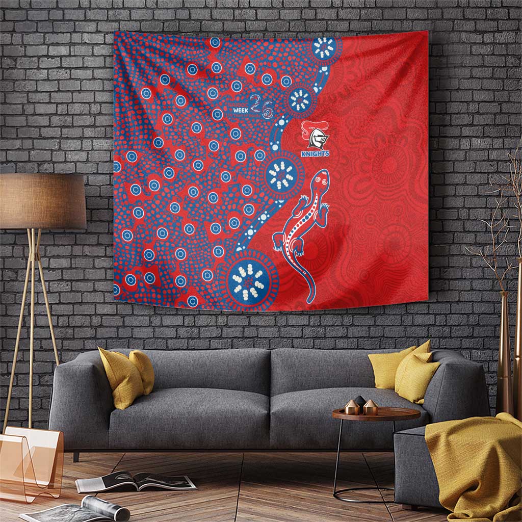 Newcastle Knights NAIDOC Week 2026 Tapestry Aboriginal Lizard Dot Painting - 50 Years of Deadly