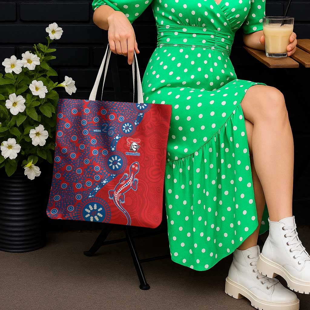 Newcastle Knights NAIDOC Week 2026 Tote Bag Aboriginal Lizard Dot Painting - 50 Years of Deadly