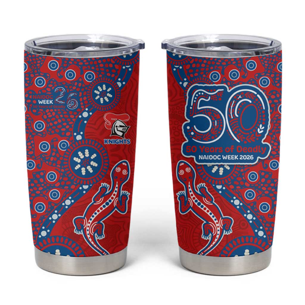 Newcastle Knights NAIDOC Week 2026 Tumbler Cup Aboriginal Lizard Dot Painting - 50 Years of Deadly